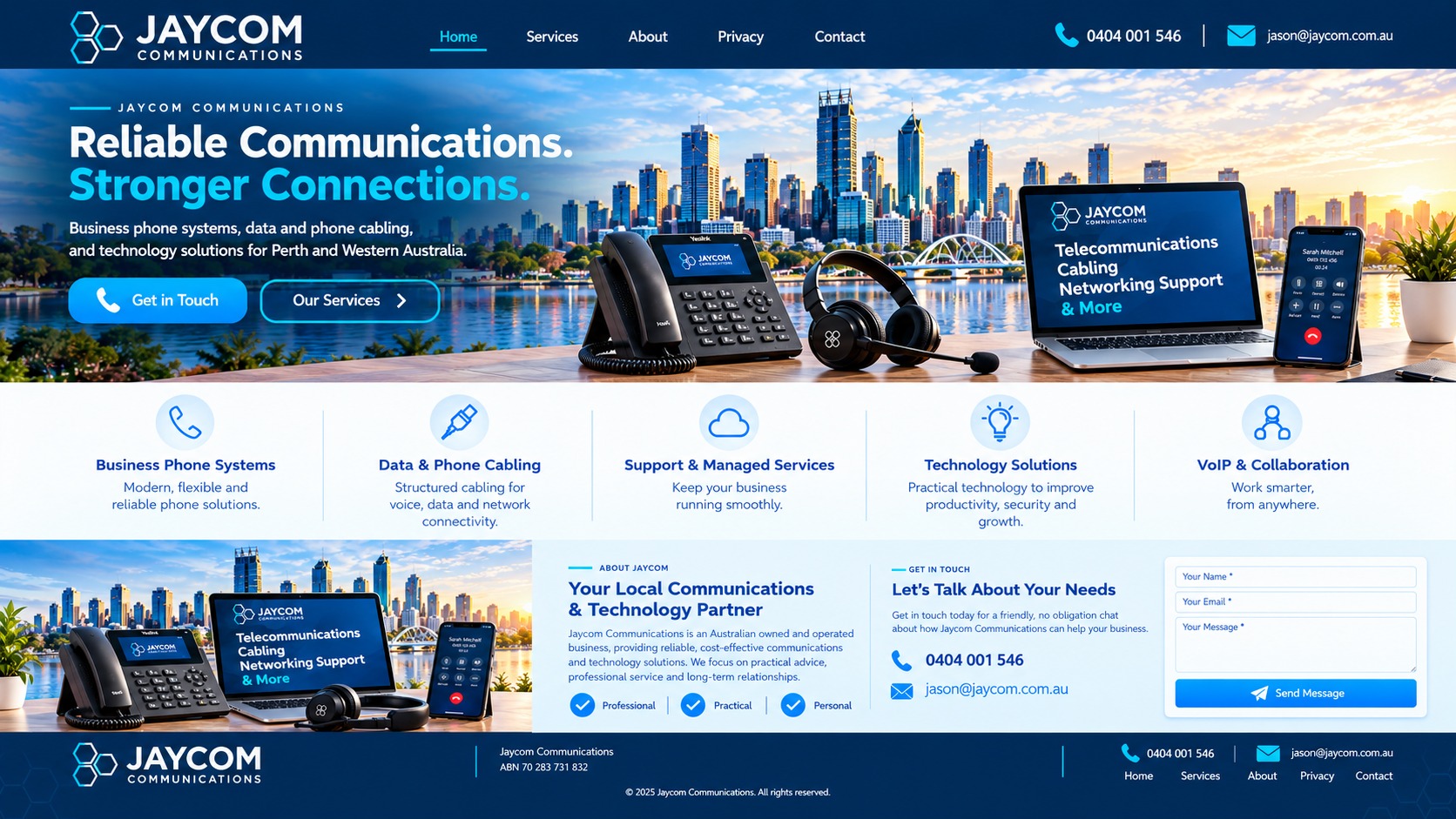 Jaycom Communications Perth website design